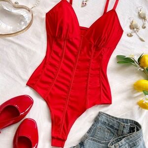 Elegant Red Women's Bodysuit